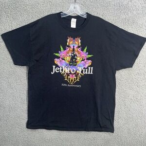 Jethro Tull T Shirt Men's Size XL Black‎  Rock & Roll Band Merch 2019 50th Anniv